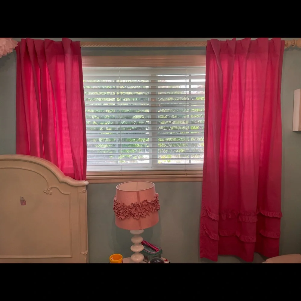 Hot Pink Ruffle Window Curtain Panels - Brand